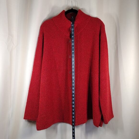 Coldwater Creek Wool Cozy Winter Comfy Stretchy Red Button-Up Cardigan Sweater - Picture 3 of 8